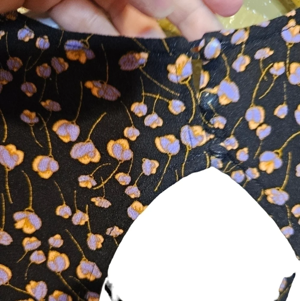 Free people mini dress black with floral pattern open back with buttons size sma - Picture 5 of 5